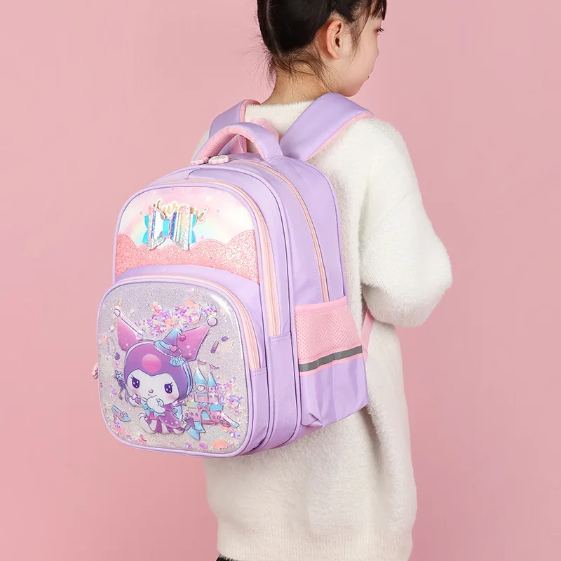 Sanrio Hello Kitty New Student School Bag Girl Cute Cartoon Kulomi Large Capacity Burden Reduction Ridge Backpack