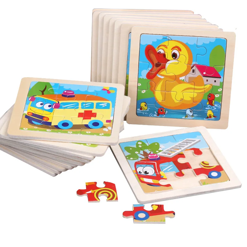 เด็กสัตว์ปริศนาเกม 11X11 ซม.การ์ตูน Tangram ปริศนาไม้ของเล่นเพื่อการศึกษาจิ๊กซอว์ของเล่นสําหรับของขวัญเด็ก