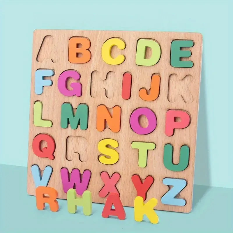 Kleurrijke Alfabet Nummer Houten Puzzels Kinderen Intelligent Matching Game Kleuters Vroeg Educatief Speelgoed