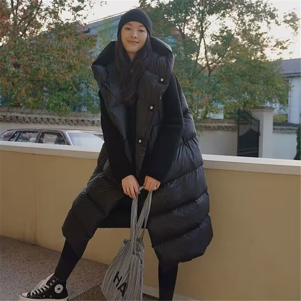 Owen Seak Frauen Daunen weste Jacken Brot Gothic Kleidung Graben Winter Staub Wind jacke schwarz weiß lange Mäntel