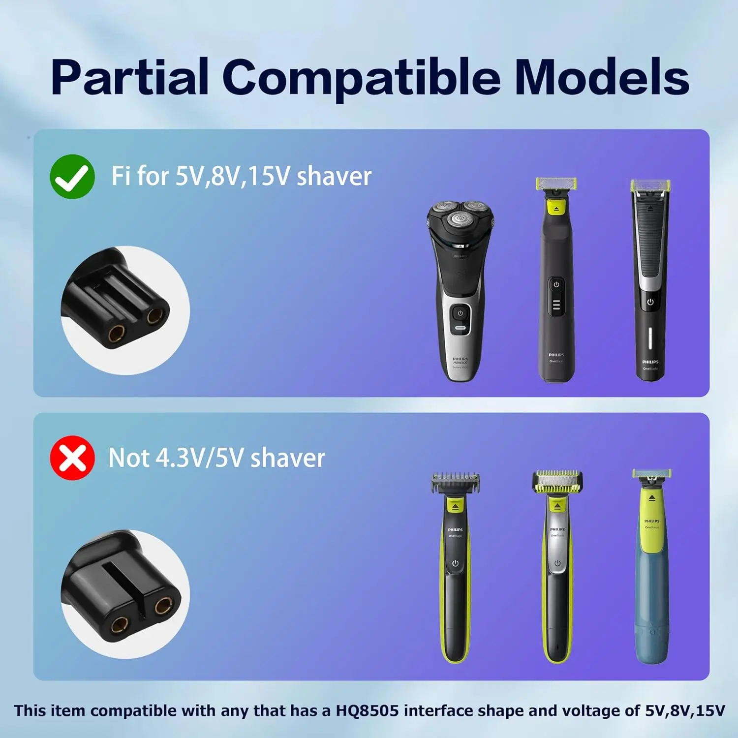 YUKU 15V HQ8505 Type-C 면도기 어댑터 필립스 Norelco One Blade Pro QP6520 QP6530 QP6510 수염 트리머용 충전 변환기