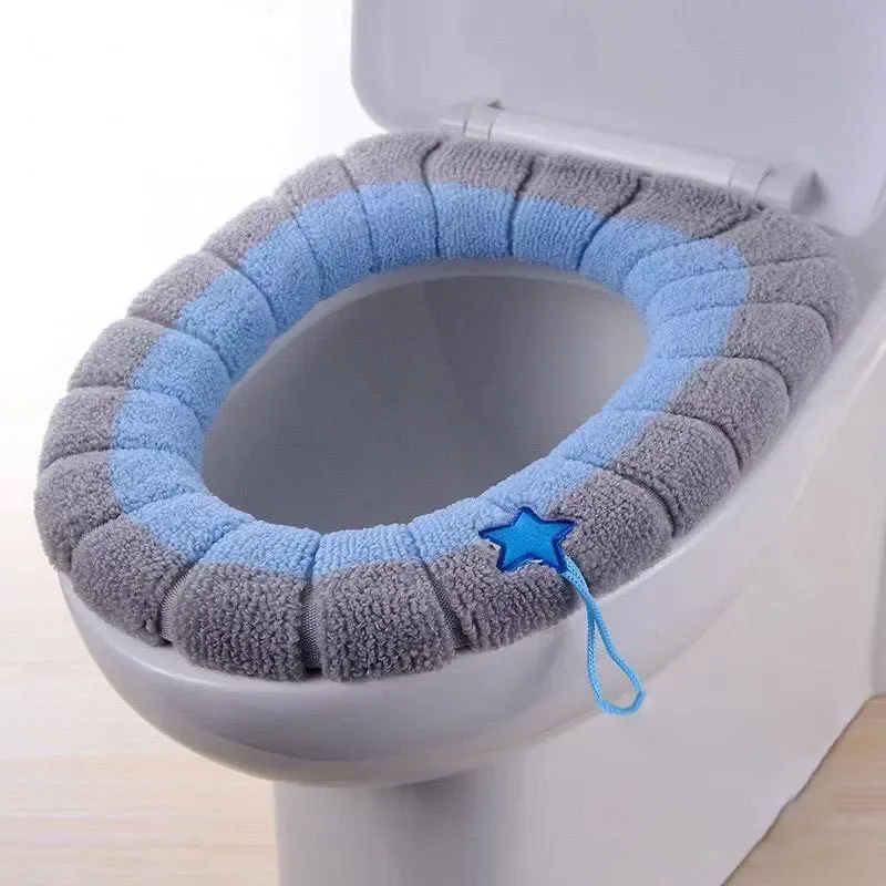 Warmer Toilettensitzbezug, bequem, dick gestrickt, O-förmig, universelles Badezimmer, waschbares Toilettenkissen, Closestool-Matte, Pad-Abdeckung