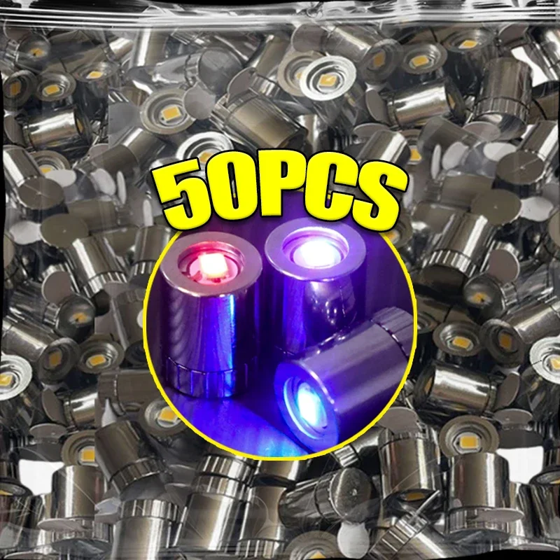 50/10PCS Small LED Light Bulb Miniature Lantern Wick Base Battery Powered Colorful Lights Handcraft Lightingtiny Luminous Decor