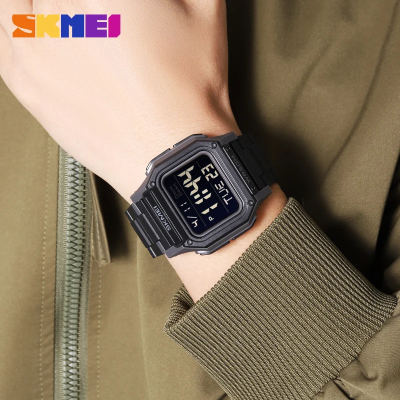 Reloj deportivo SKMEI resistente al agua para hombre, cronómetro de cuenta regresiva, reloj de pulsera electrónico para hombre, Original con fecha y semana