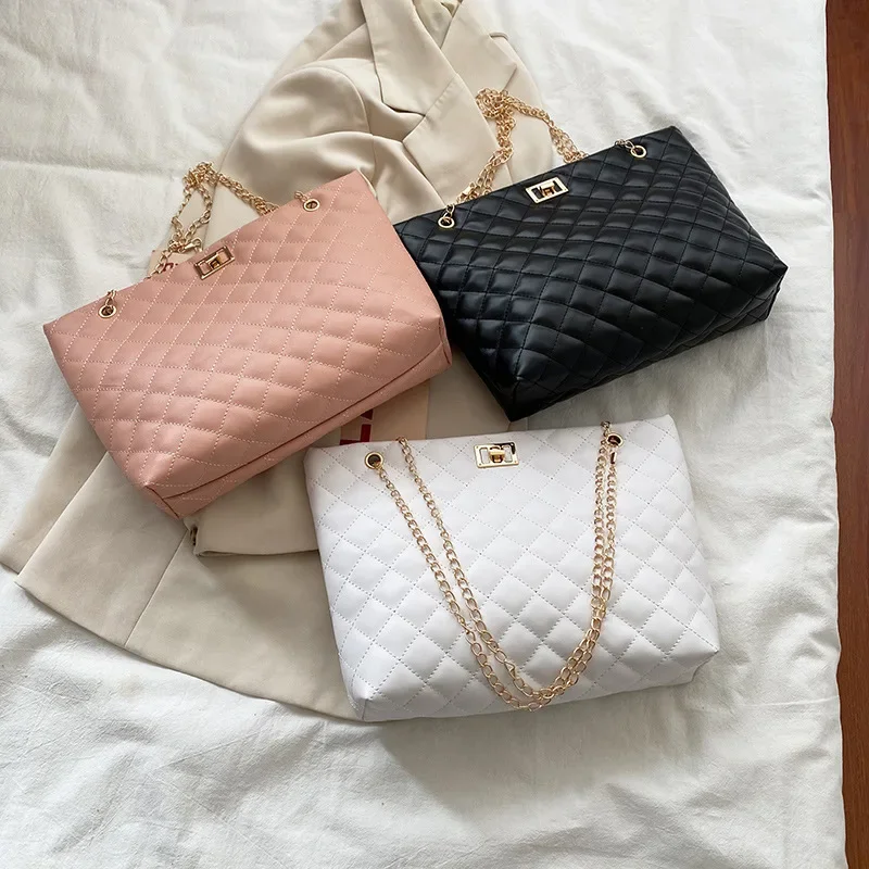 Sacolas para mulheres couro do plutônio diamante treliça bolsa personalidade grande capacidade axilas bolsa de ombro designer
