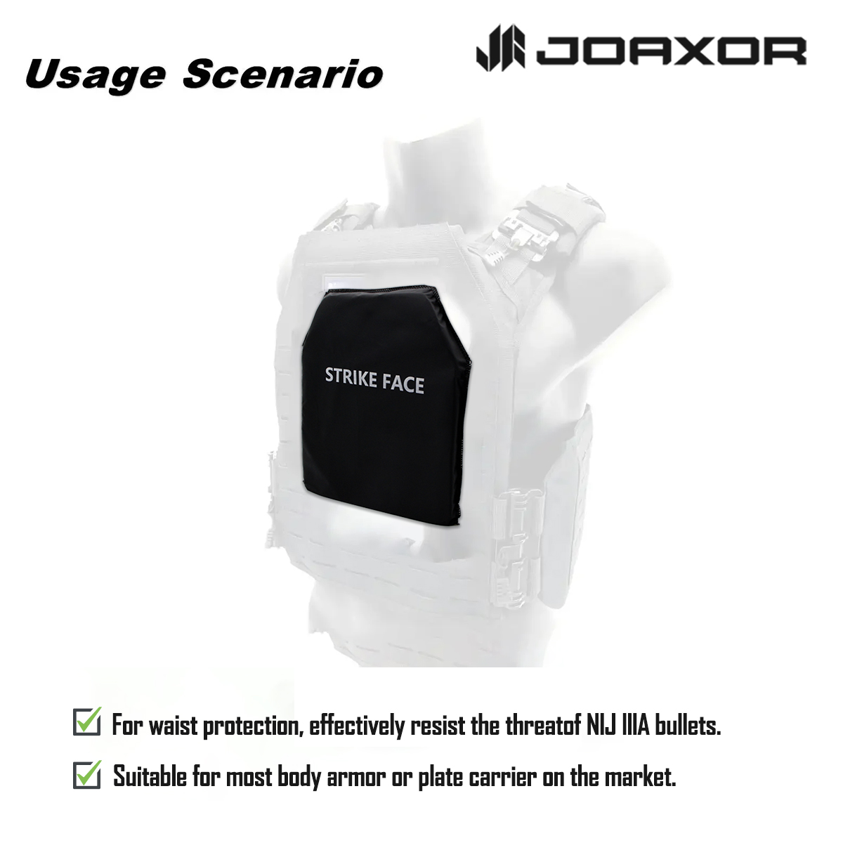 JOAXOR Placa suave a prueba de balas 10 "x 12" NIJ Nivel IIIA 3A 0101.06 Chaleco Panel lateral balístico suave de cintura