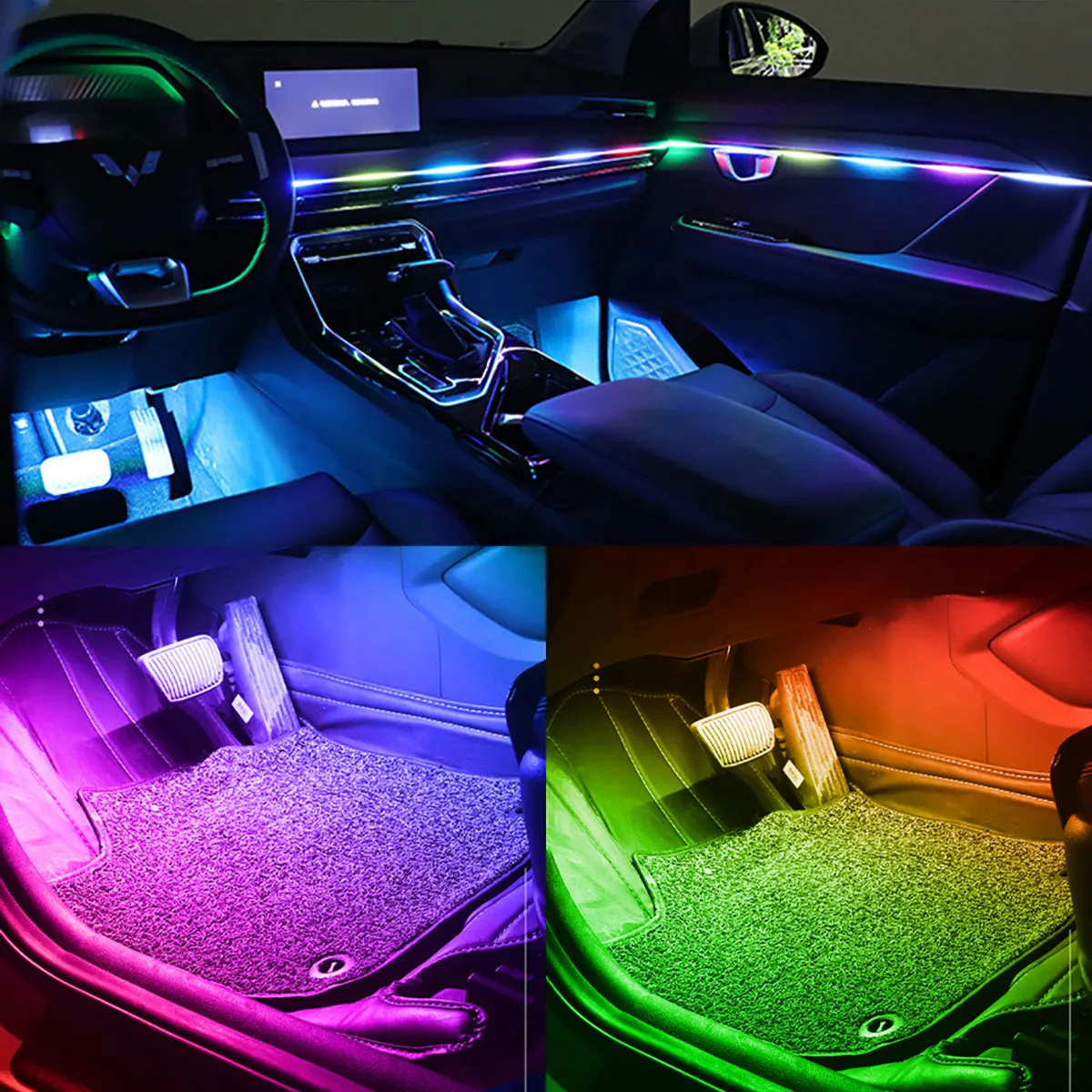 Universele Symfonie Auto Omgevingslichten LED Interieur RGB Streamer Sfeerlamp USB APP Afstandsbediening voor Tesla Model 3Y S X