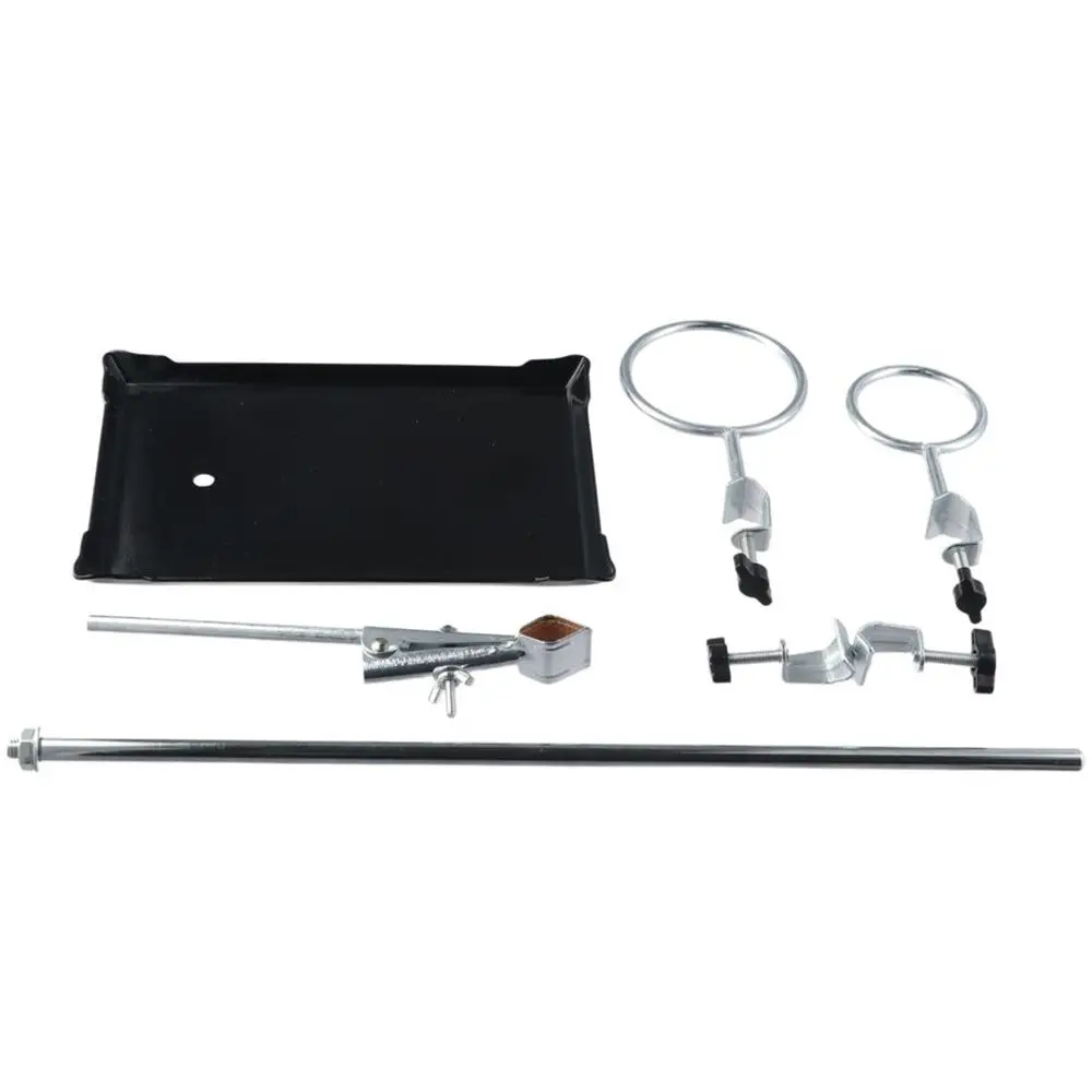 Laboratório Stands Support Set, Aço Lab Stand Set com Base de Ferro Fundido, Rod 16 "L com Bureta Clamp e Flask Ring Clamps