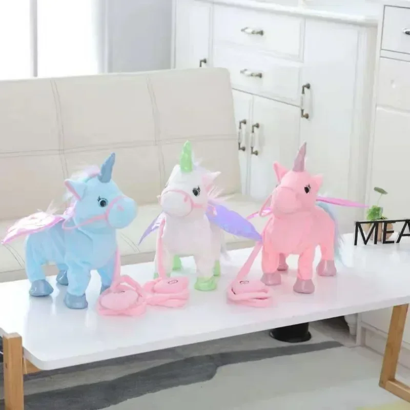 Brinquedo elétrico do luxuoso do unicórnio, andar e cantar, com trela, anjo, cavalo
