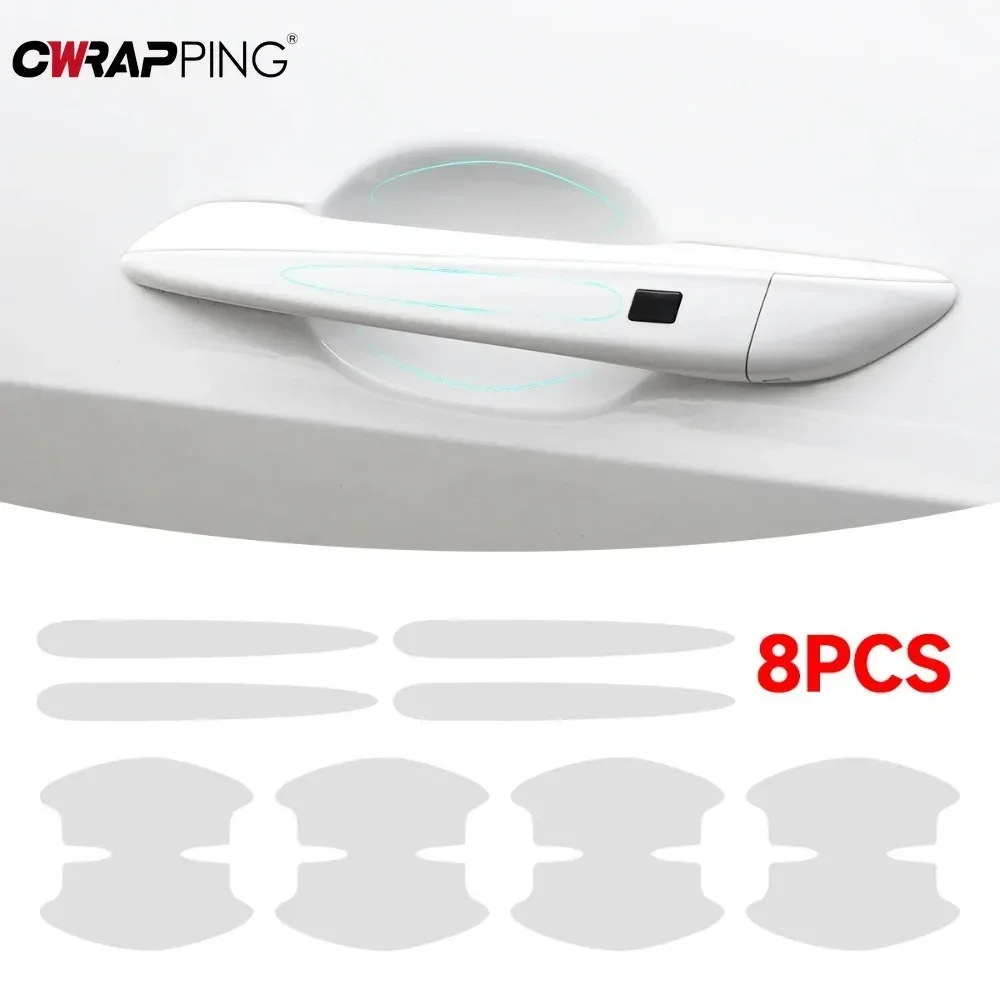Autocollants pour poignées de porte, 8 pièces/ensemble, résistants aux rayures, autocollants pour bol, Films décoratifs, accessoires de protection pour voiture
