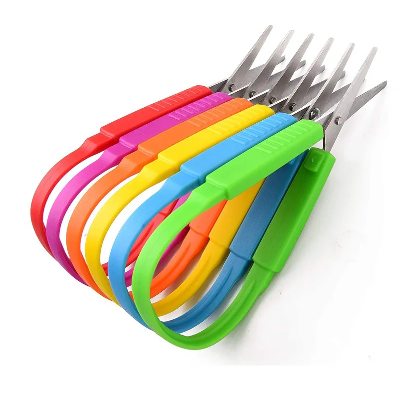 3pcs Mini Loop Scissors, 5.3 Inches Colorful Looped Scissor, Adaptive Design, Right and Lefty Support, Easy-Open Squeeze Handles