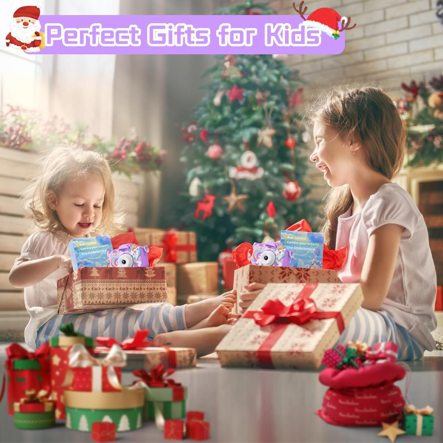 Câmera Digital Dupla para Crianças, Câmera de Vídeo Brinquedos com Cartão de 32GB, Mini Cam, Display Colorido, Presente de Aniversário Infantil, HD 1080P