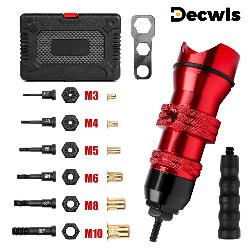 Adaptador de rebitagem de arma de porca de rebite elétrica m3 m4 m5 m6 m8 m10 ferramenta de porca de rebite sem fio adequado para furadeira elétrica ferramenta de rebitagem manual