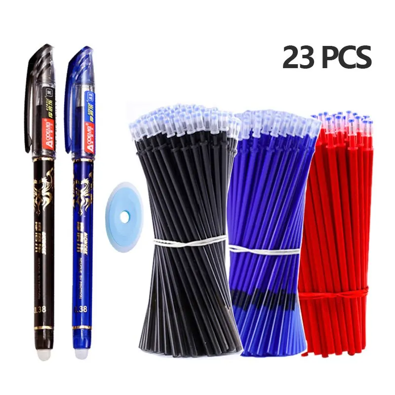 23 PCS 지울 수있는 젤 펜 세트 볼펜 막대 0.5mm Muti-Colors 잉크 빨 수있는 손잡이 편지지 학교 사무실 쓰기 용품