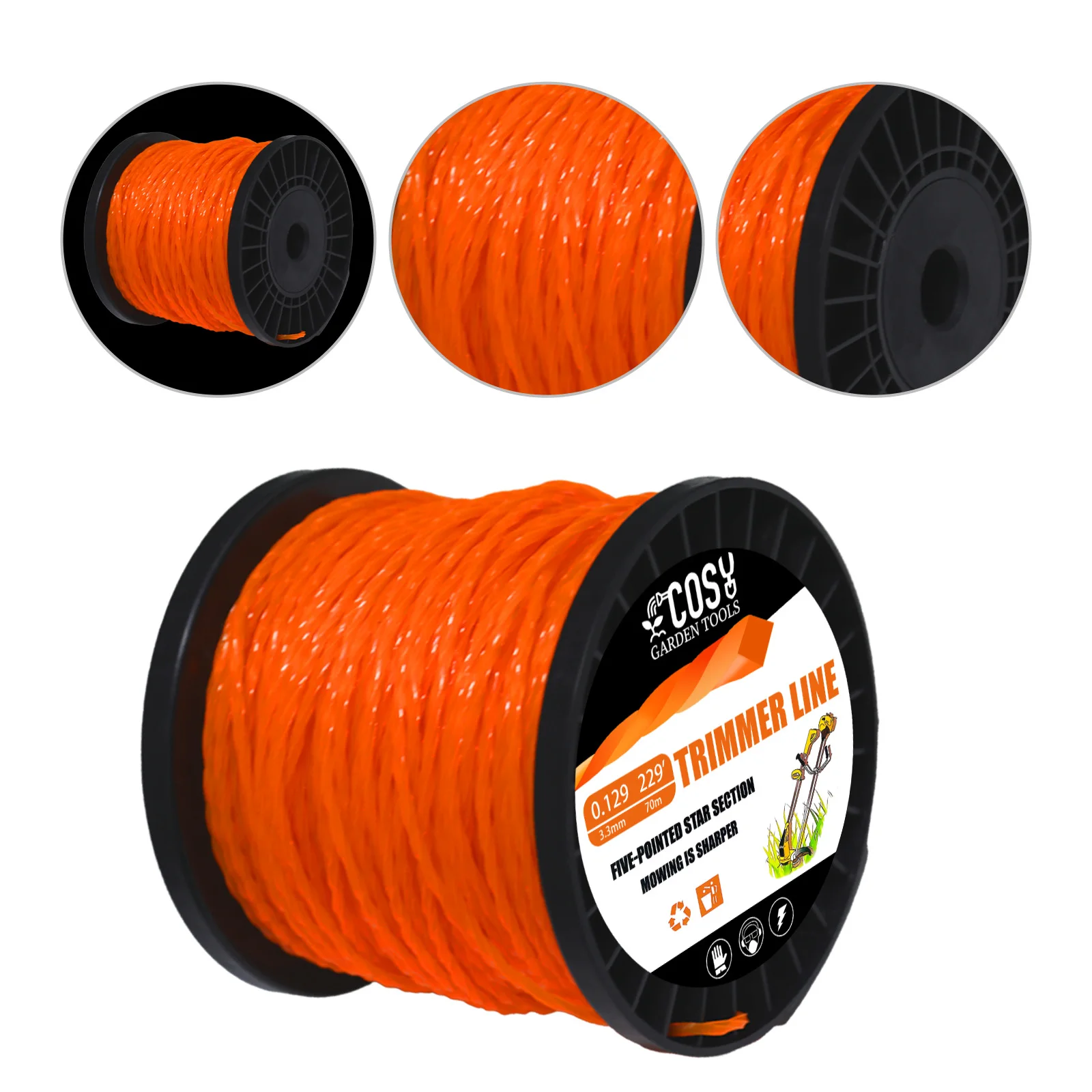 2.0/2.4/2.7/3.3/4.0mm×100M Pentagram Grass Cut Strimmer Line Round Star Graphite Filling Cord Wire String Lawn Mower Accessories