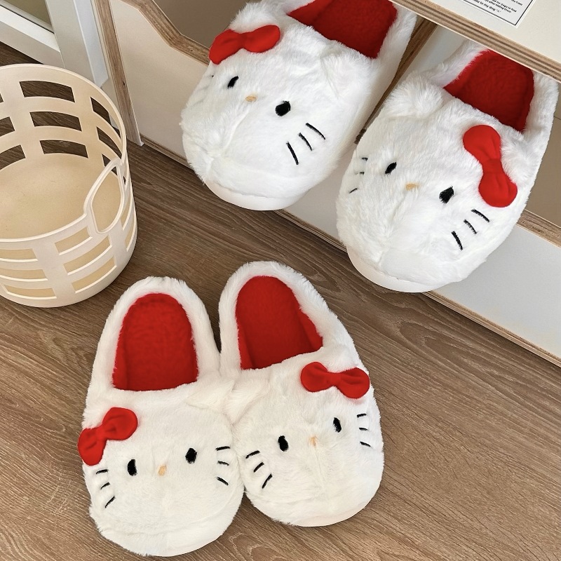 Sanrio Zapatillas de Felpa Hello Kitty Kawaii lindo estudiante Otoño Invierno dormitorio suave acolchado felpa dormitorio Aldult zapatos niñas Navidad