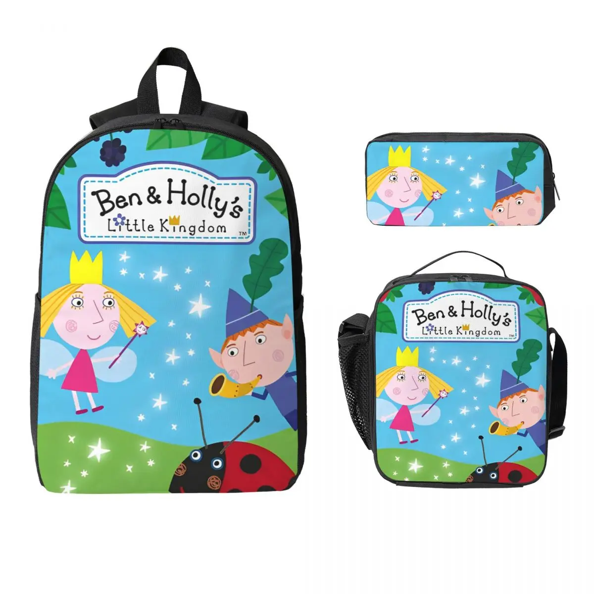 Ben And Hollys Cartoon Kids Backpack Lunch Box Pen Bags for Boys Girls Backpacks School bag Bookbag Set