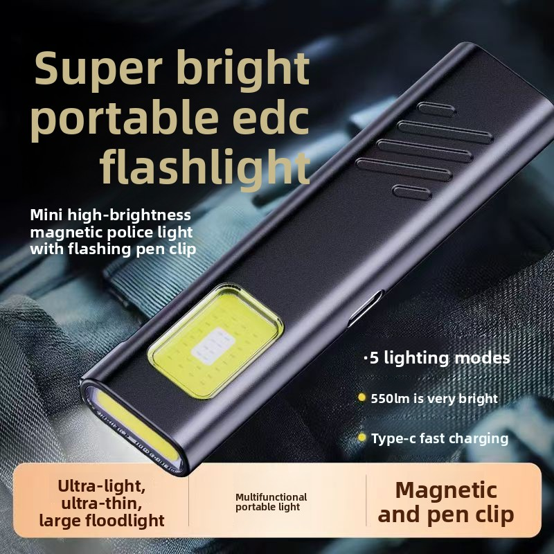 Rechargeable Mini LED Keychain Flashlight 800LM Portable Magnetic Pocket Torch Light for Work, Camping, Emergency, Car Use