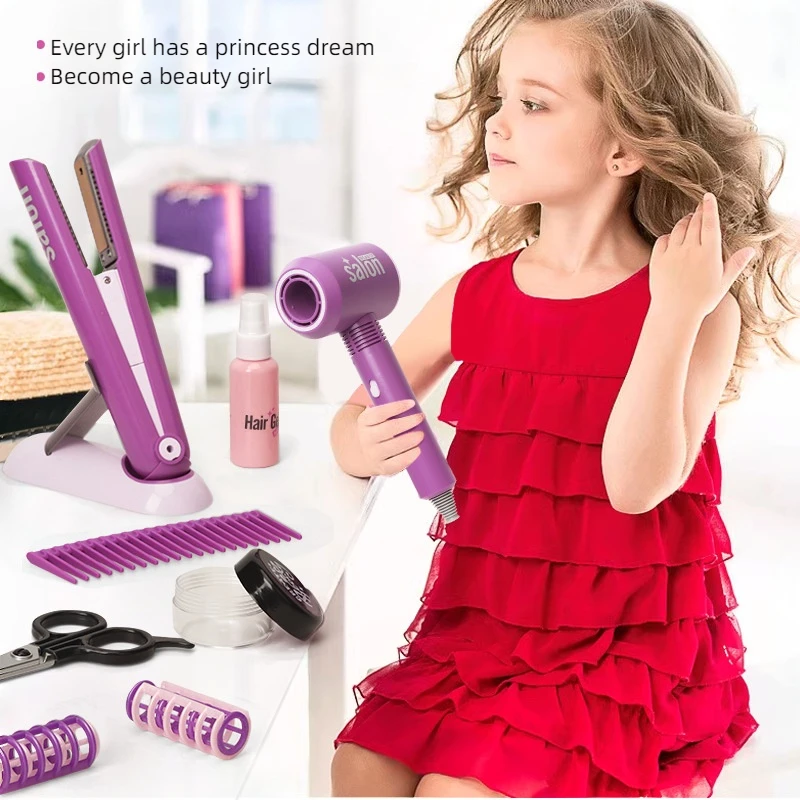 Ensemble de maquillage de beauté des cheveux pour enfants, Simulation de sèche-cheveux pour filles, outil de coiffure à la mode, jouets pour enfants, cadeau de maison