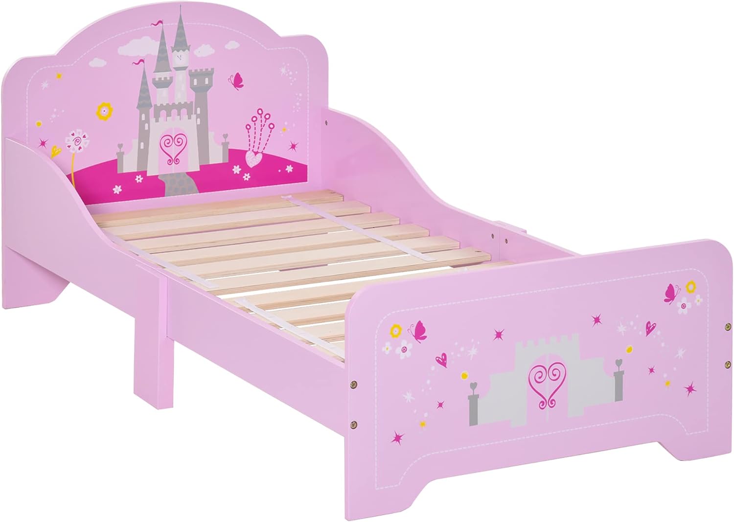 Cama Infantil para +3 Años 143x73x60 cm Cama para Niños de Madera con Barreras de Protección Carga Máx. 50 kg