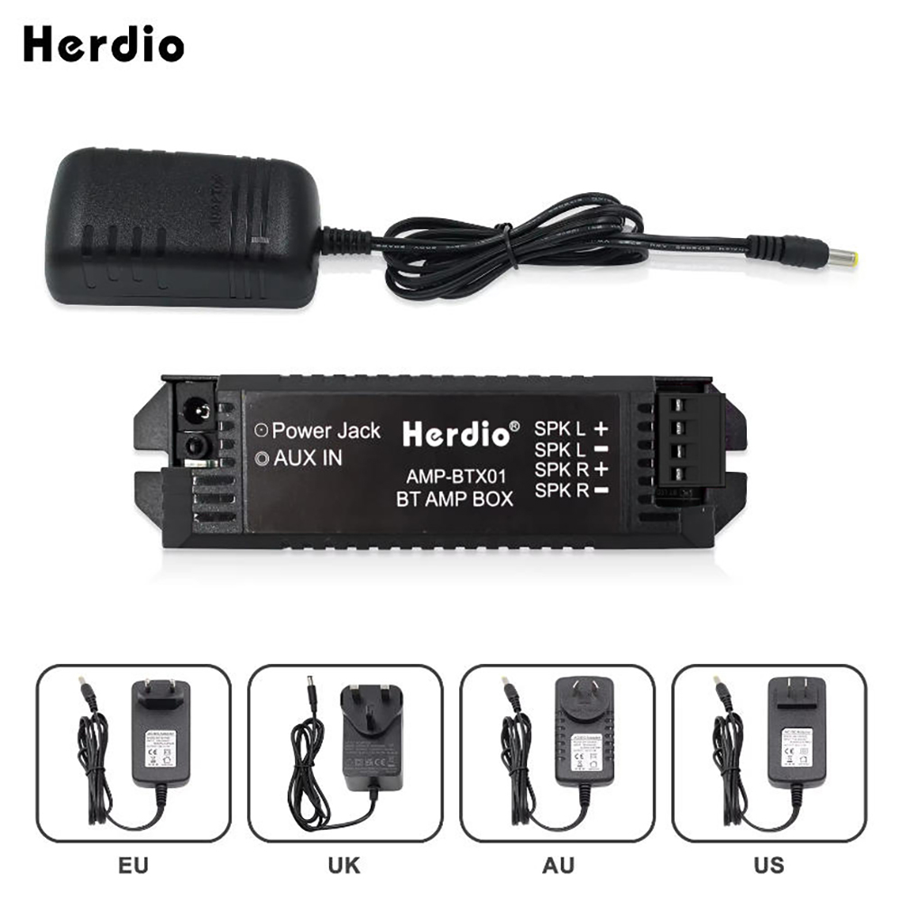 Herdio 2 channels Home Power Amplifier Audio Bluetooth Aux Mini Amplifier For Bathroom Wall Ceiling Music Speakers EU/US/UK Plug