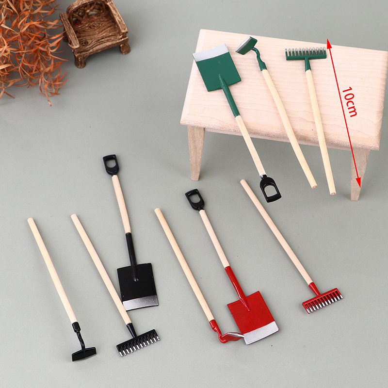 3 pz 1:12 miniature casa delle bambole giardinaggio pala rastrello zappe strumento agricolo bambola Decor fata accessori da giardino mobili giocattoli