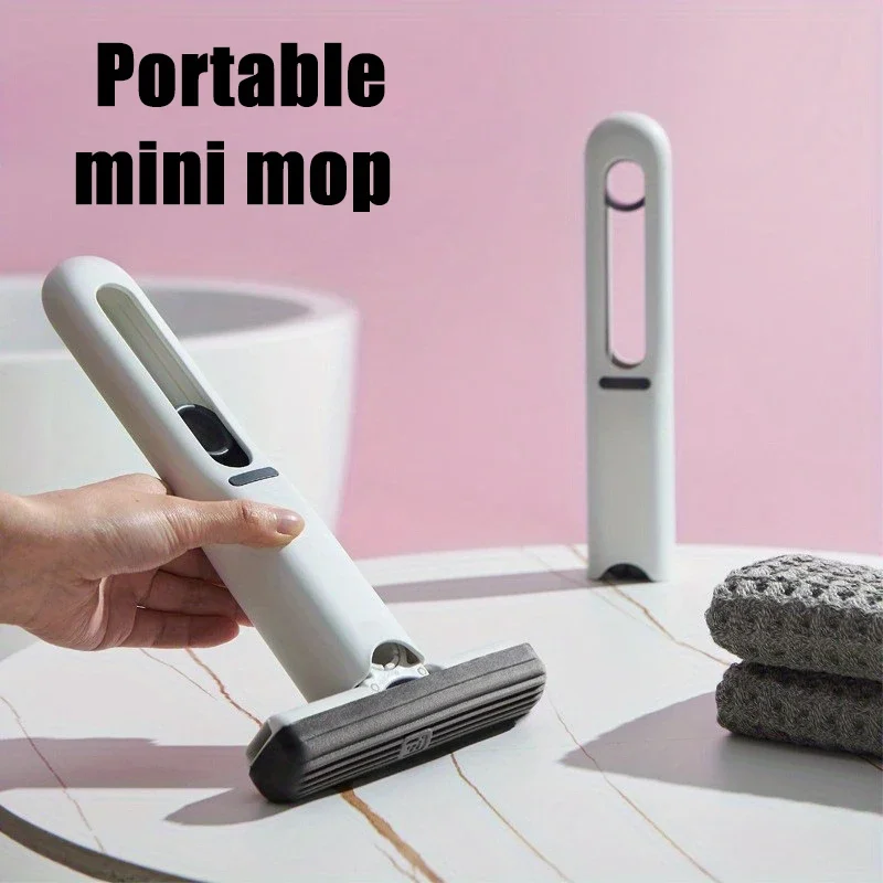 Mini Squeeze Mop Mini Mop Schreibtisch Küche Auto Saubere Werkzeuge Mops mit selbstquetschendem, zusammenklappbarem Hausreinigungs-Bodenwasch-Mopps