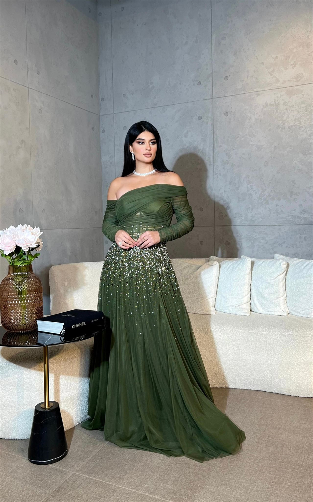 Customized High Quality Sequin Off the Shoulder Empire Party Dress Floor Length Long Ruched Formal Evening Gowns