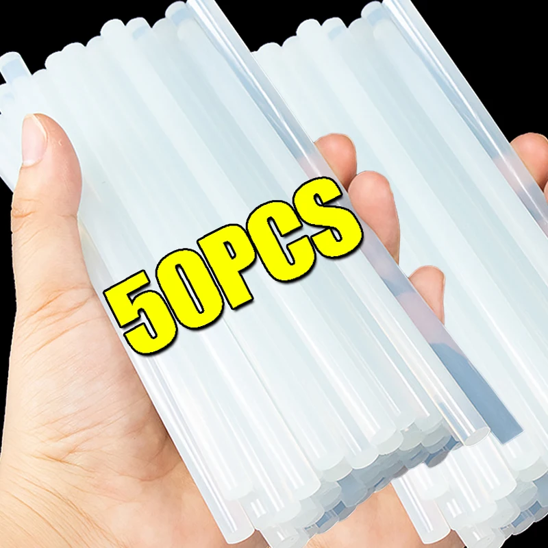 50/1x 7mm Strong Adhesive Transparent Hot Melt Glue Sticks for Electric Glue Gun DIY Craft Glue Stick Repair Kit Tools Wholesale