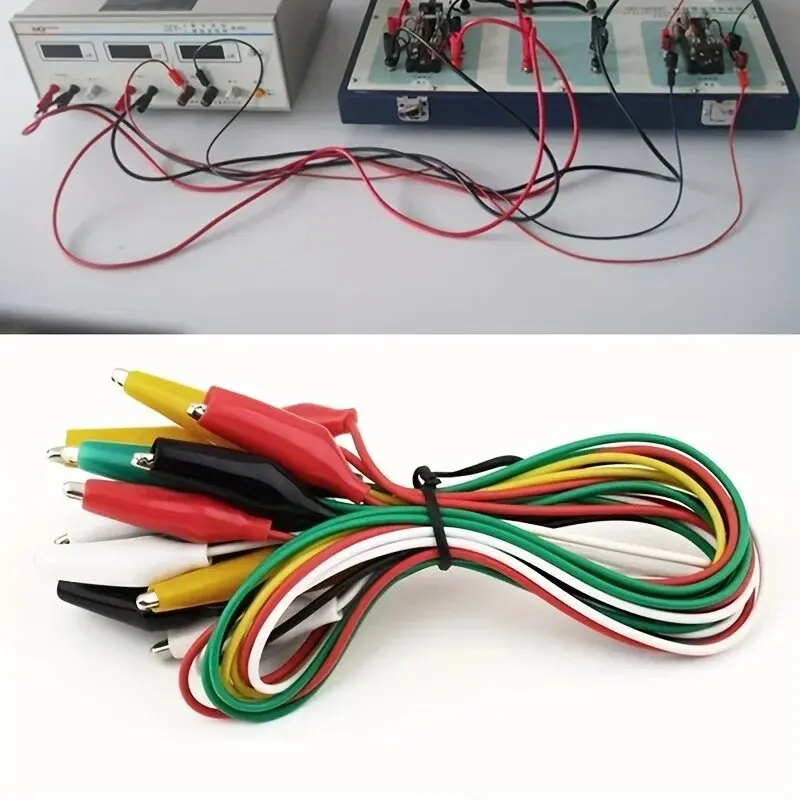 10ชิ้นคลิปจระเข้ทดสอบไฟฟ้า DIY คลิปจระเข้ปลายคู่หนีบจระเข้ทดสอบลวดจัมเปอร์