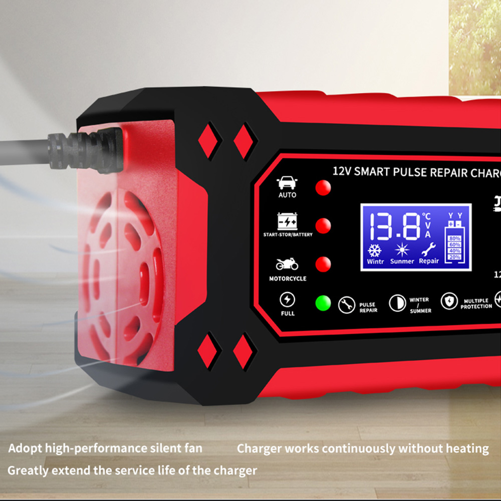 Auto Batterie Ladegerät 6A 12V Puls Reparatur LCD Display Smart Schnelle Ladung AGM Deep Cycle GEL Blei-säure Ladegerät für Auto Motorrad
