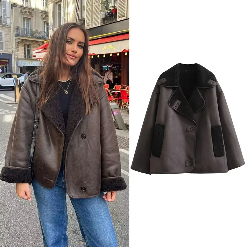Muyer 2025 mulher grossa jaquetas de couro falso para mulheres outono inverno casacos quentes feminino demi-temporada jaqueta de pelúcia feminino outerwears