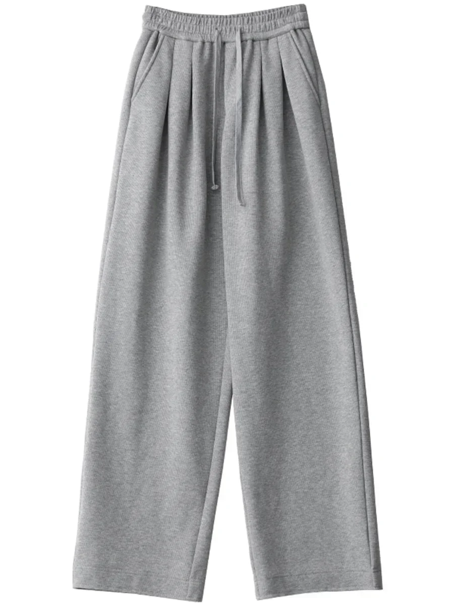 Chic ven calça feminina streetwear sólido solto novo cordão esportes calças casuais calças de cintura alta outono inverno 2023