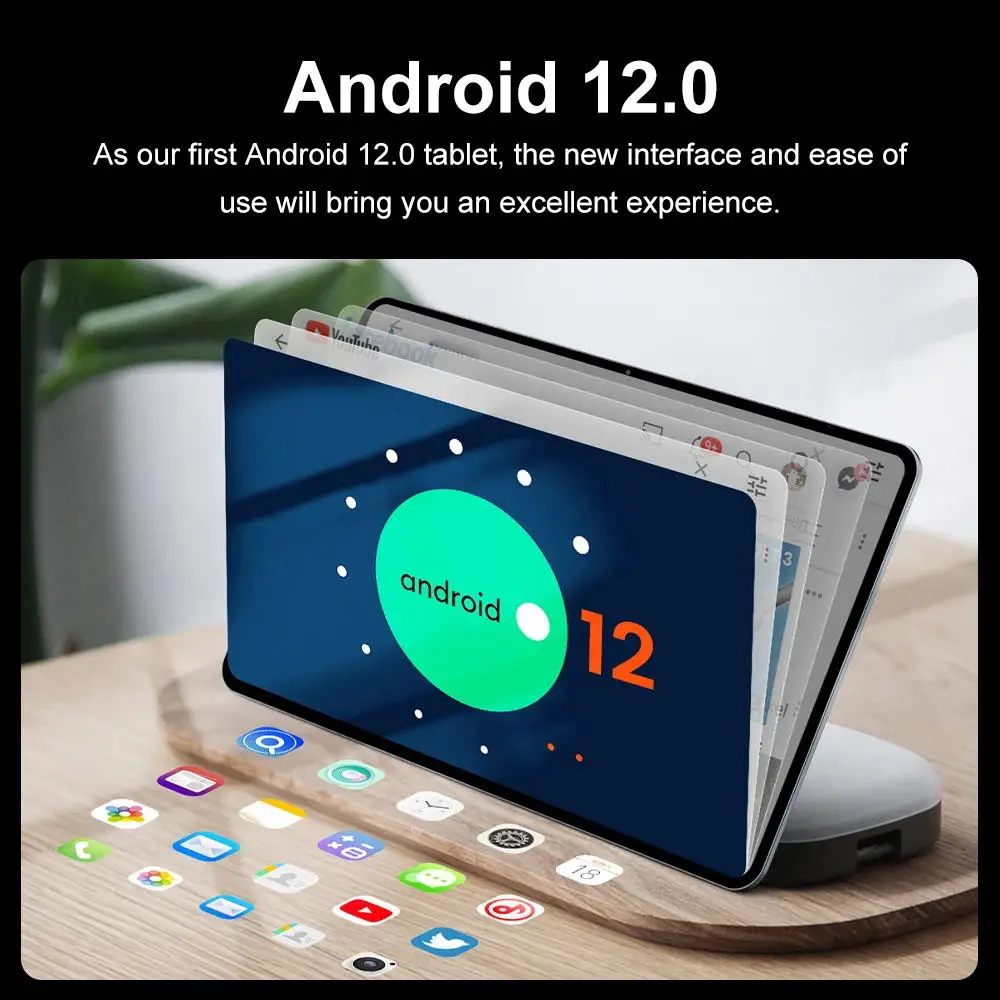 แท็บเล็ต PC 10นิ้วพร้อมช่องใส่ซิม Android 12 64 GB OCTA Core ทัชสกรีน WiFi GPS รองรับการโทร4G