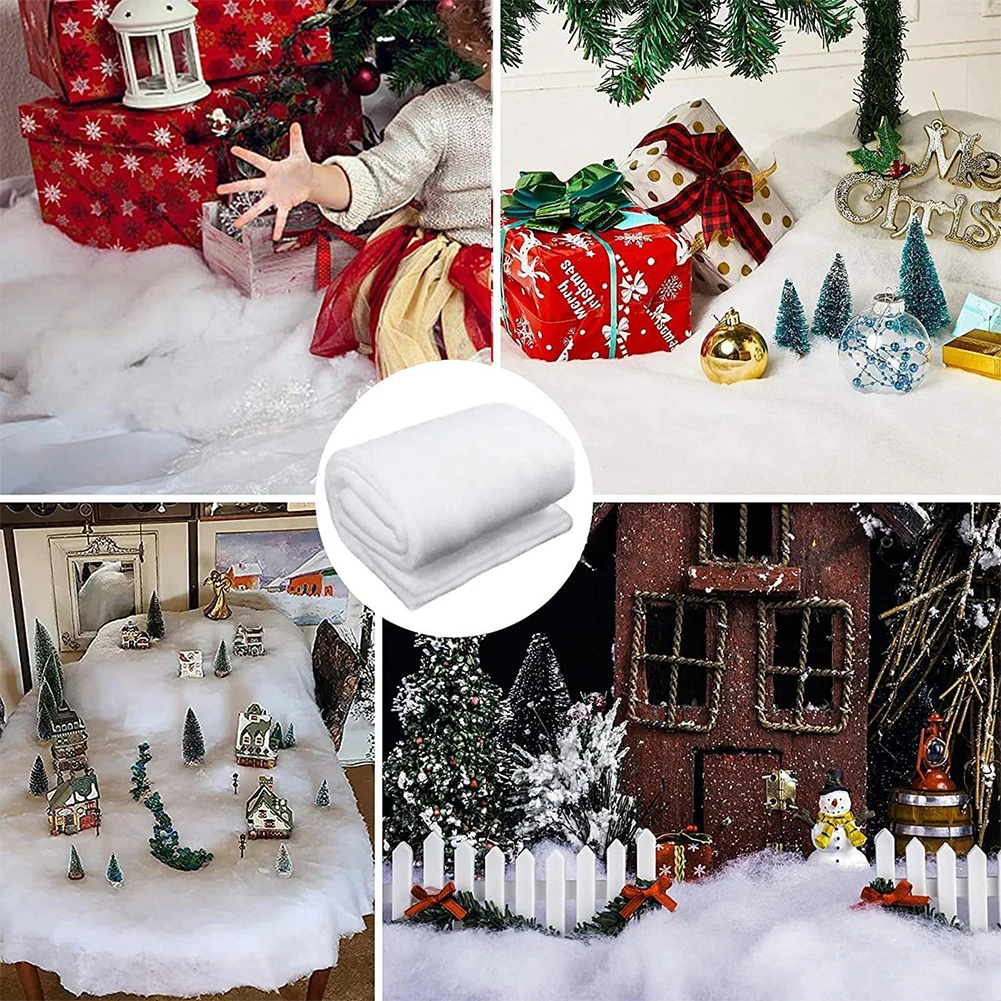 Navidad invierno mantas de nieve artificiales decoración navideña nieve falsa rollos de alfombra de algodón nieve blanca para adornos de árbol de Navidad