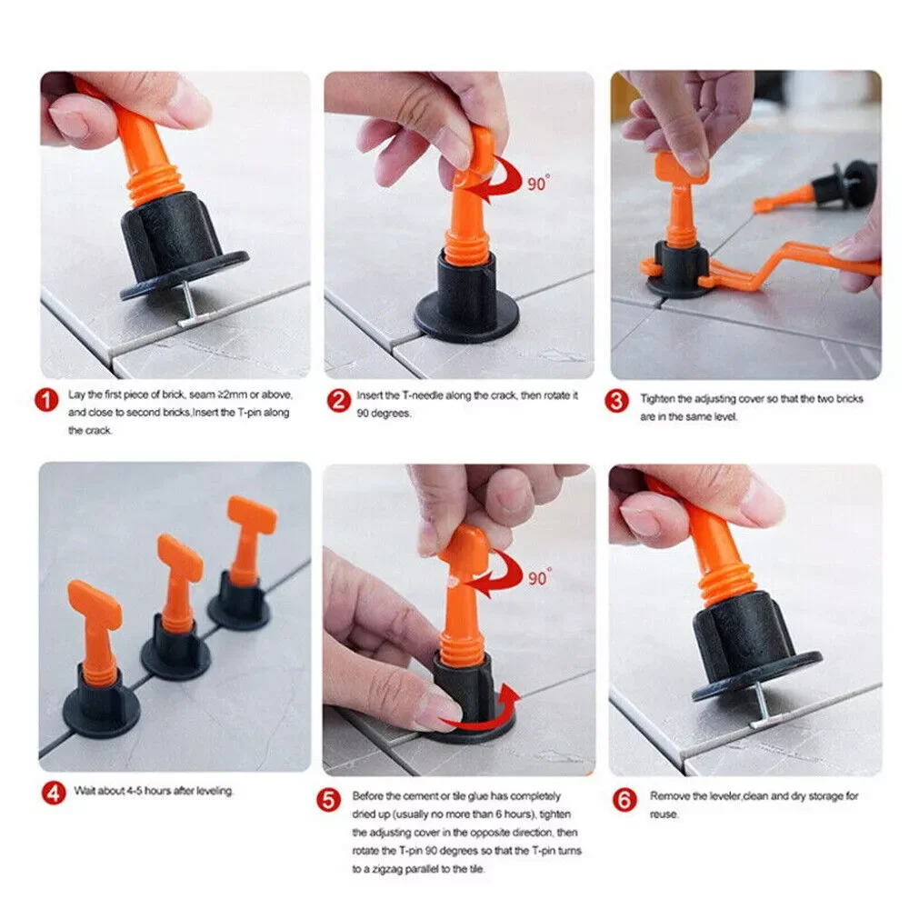 [STOCK UE] 200pc Livellatore per piastrelle Sistema di livellamento per piastrelle per pavimenti Clip Distanziatori Kit livellatore in ceramica porcellanata per la posa della parete