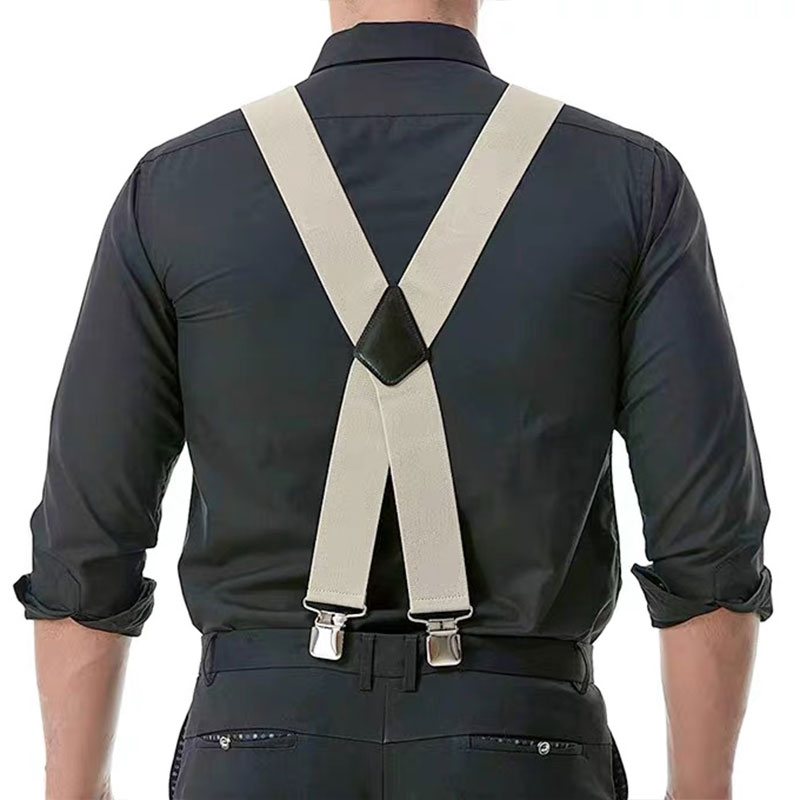 Mens Suspenders Wide X-Back Adjustable Solid Straight Heavy Duty Clip Suspenders for Work Jeans