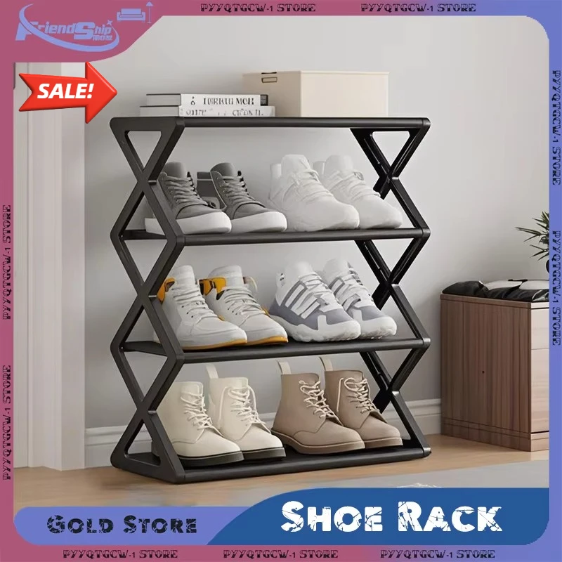 4 ชั้น Simple ชั้นวางรองเท้า Trapezoidal รองเท้า Organizer ประหยัดพื้นที่ห้องนั่งเล่นมัลติฟังก์ชั่ประกอบชั้นวางรองเท้า Home Supplies