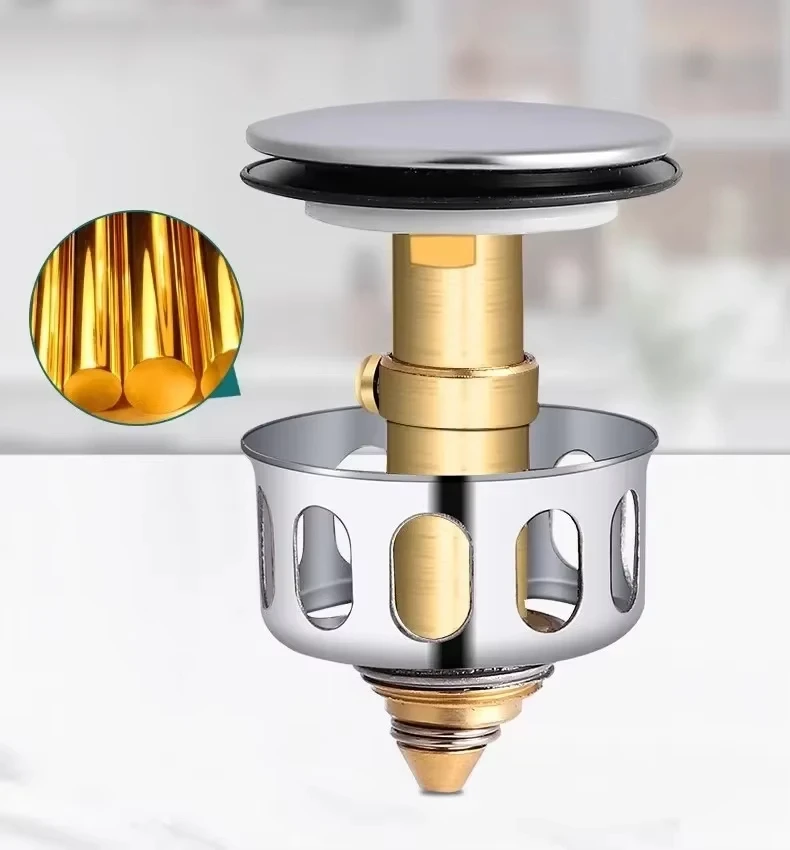 Wastafelafvoeren Universele metalen filterklep Pop-up afdruiprek Afvalstopper Badzeef Plug Haarvangers Badkameraccessoires