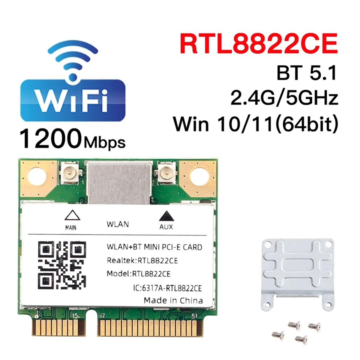 ГОРЯЧИЙ! Двухдиапазонный мини-Pcie RTL8822CE 1200 Мбит/с Wi-Fi-карта Bluetooth 5,1 беспроводной адаптер 802.11ac для ноутбука/ПК Wind 10/11