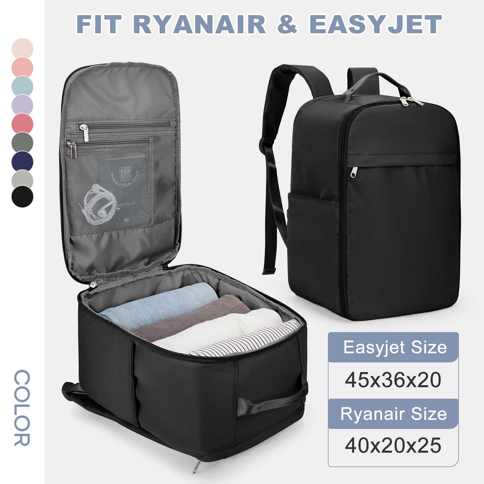 Plecak Ryanair 40x20x25 Torba kabinowa, plecak podróżny na bagaż podręczny do kabiny Easyjet 45x36x20, plecak na laptopa dla kobiet/mężczyzn