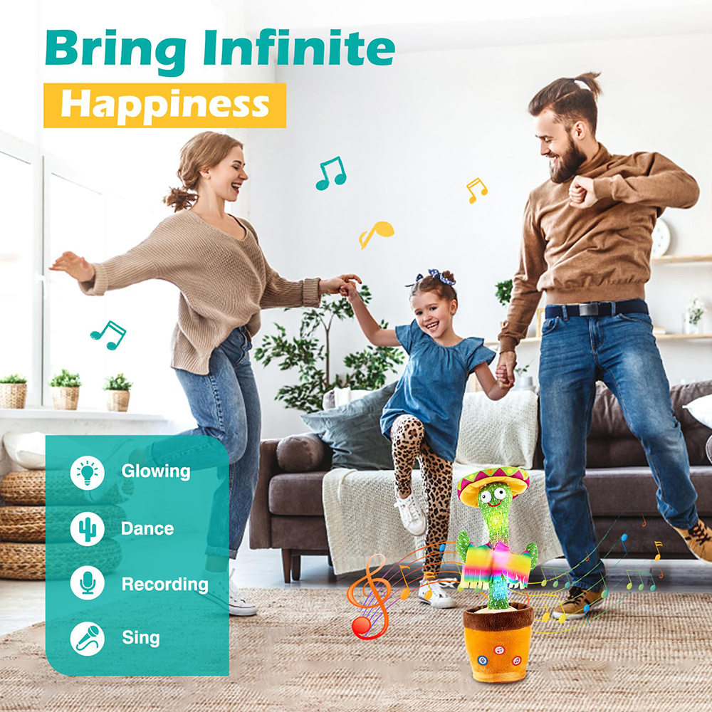 เต้นรําพูดคุยกระบองเพชรร้องเพลงพูดคุยบันทึกเลียนแบบทําซ้ําสิ่งที่คุณพูดของเล่นอิเล็กทรอนิกส์ Light Up Plush Give สําหรับของขวัญเด็ก