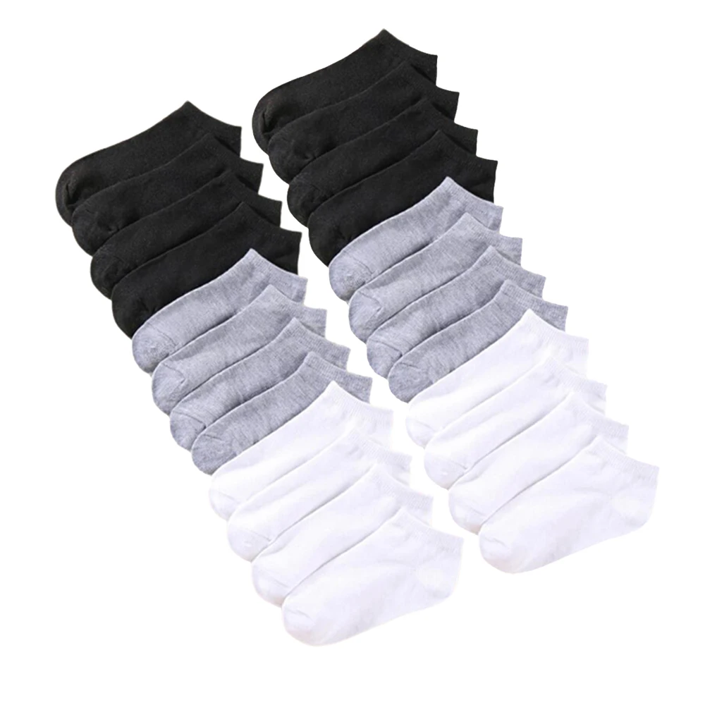 10 Paar/Herrensocken Frühling/Sommer Dünne, atmungsaktive, weiche Socken aus Polyester-Baumwolle Schwarz Lässige Business-Söckchen Bootssocken Si