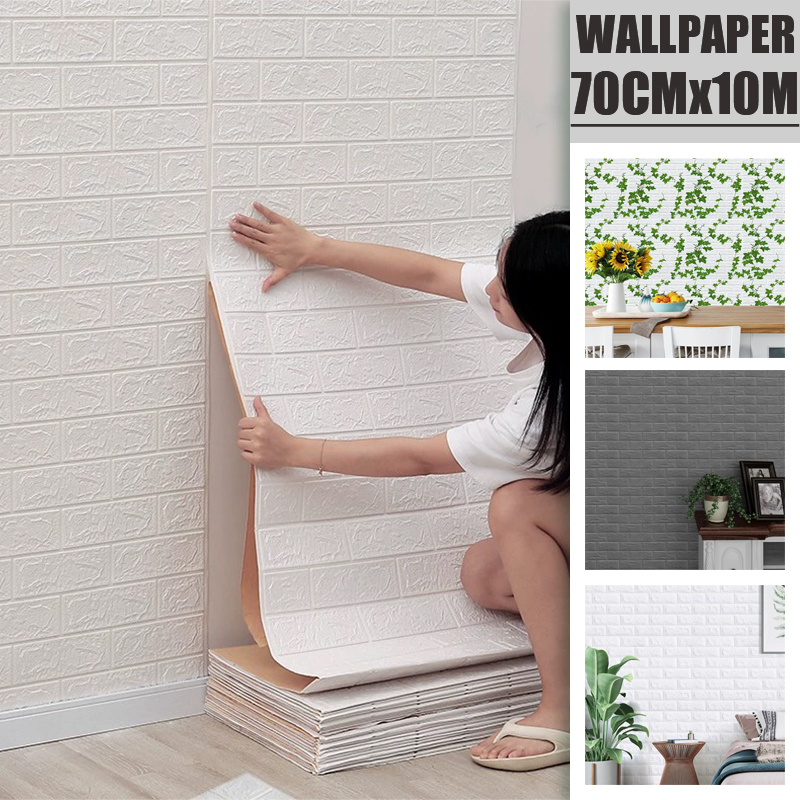 3D Soft Foam Self Adhesive Wallpaper PVC Waterproof For Home Decoration Peel and Stick 70CMx10M Home Decoration Essential