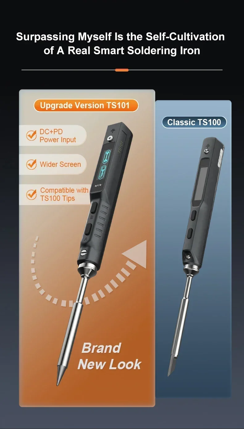 Original TS101 65W Digital Electric Soldering Iron LCD Programable Display Adjustable Temperature ts100 version no power supply
