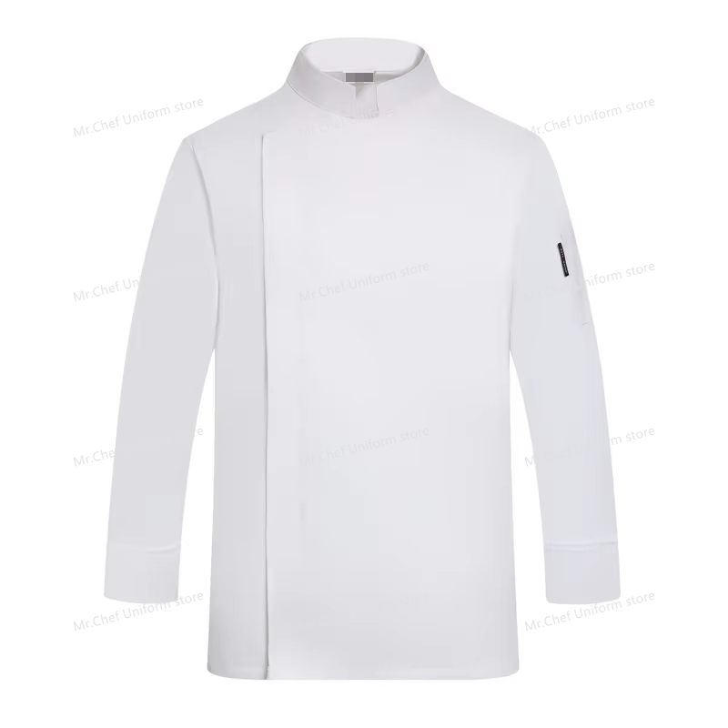 Uniforme de chef branco manga longa casaco de chef camiseta jaqueta de chef de hotel restaurante casaco de chef padaria respirável roupas de cozinha logotipo