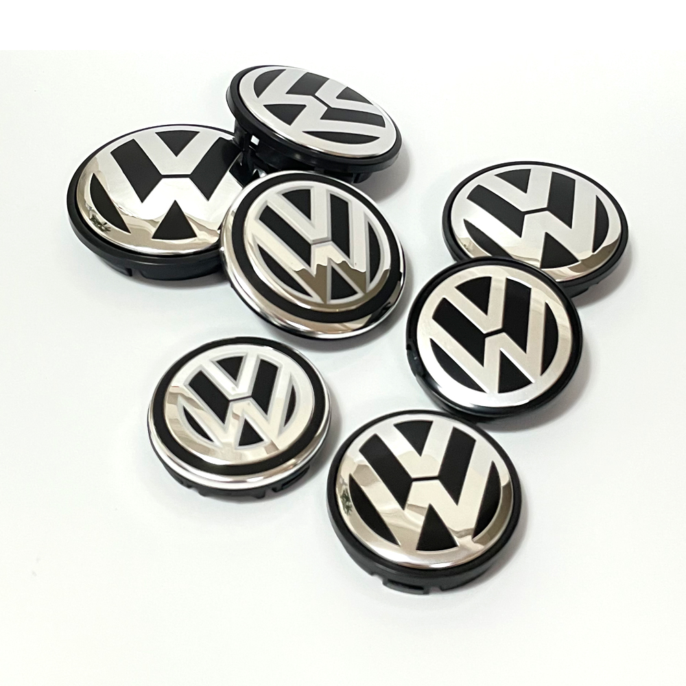 4Pcs Genuine Wheel Center Hub Cap 3B7601171 65MM Wheel Center Cap Replacement Chrome & Black for Volkswagen