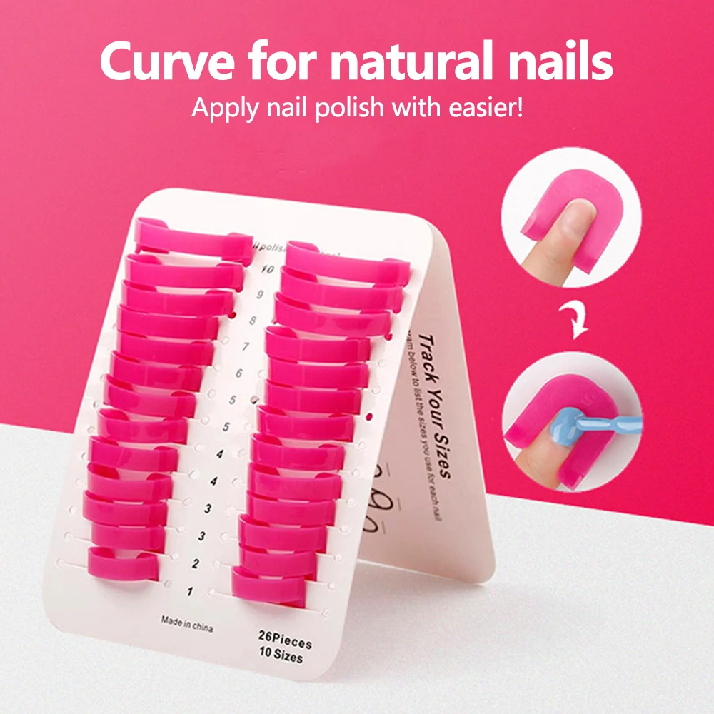 LINMANDA 26 Uds Protector de esmalte de uñas para dedos Protector de esmalte de uñas plástico suave Protector en U Protector de cutículas de piel herramientas de decoración de uñas