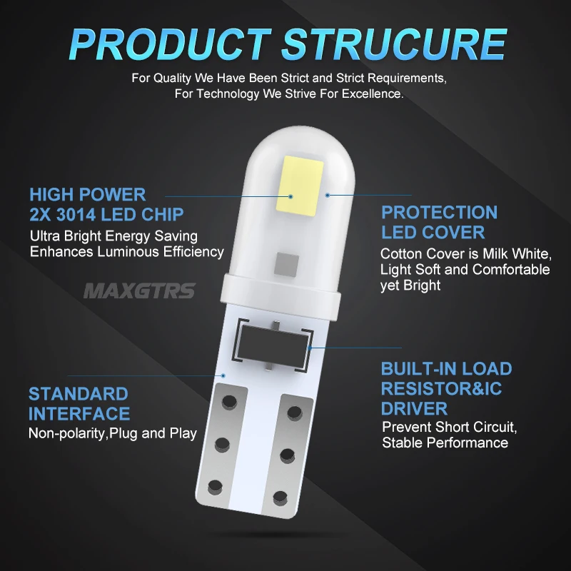 10 Uds T5 bombilla Led W3W W1.2W Led Canbus luces interiores de coche tablero indicador de calentamiento cuña lámpara de instrumento automático 12V/24V