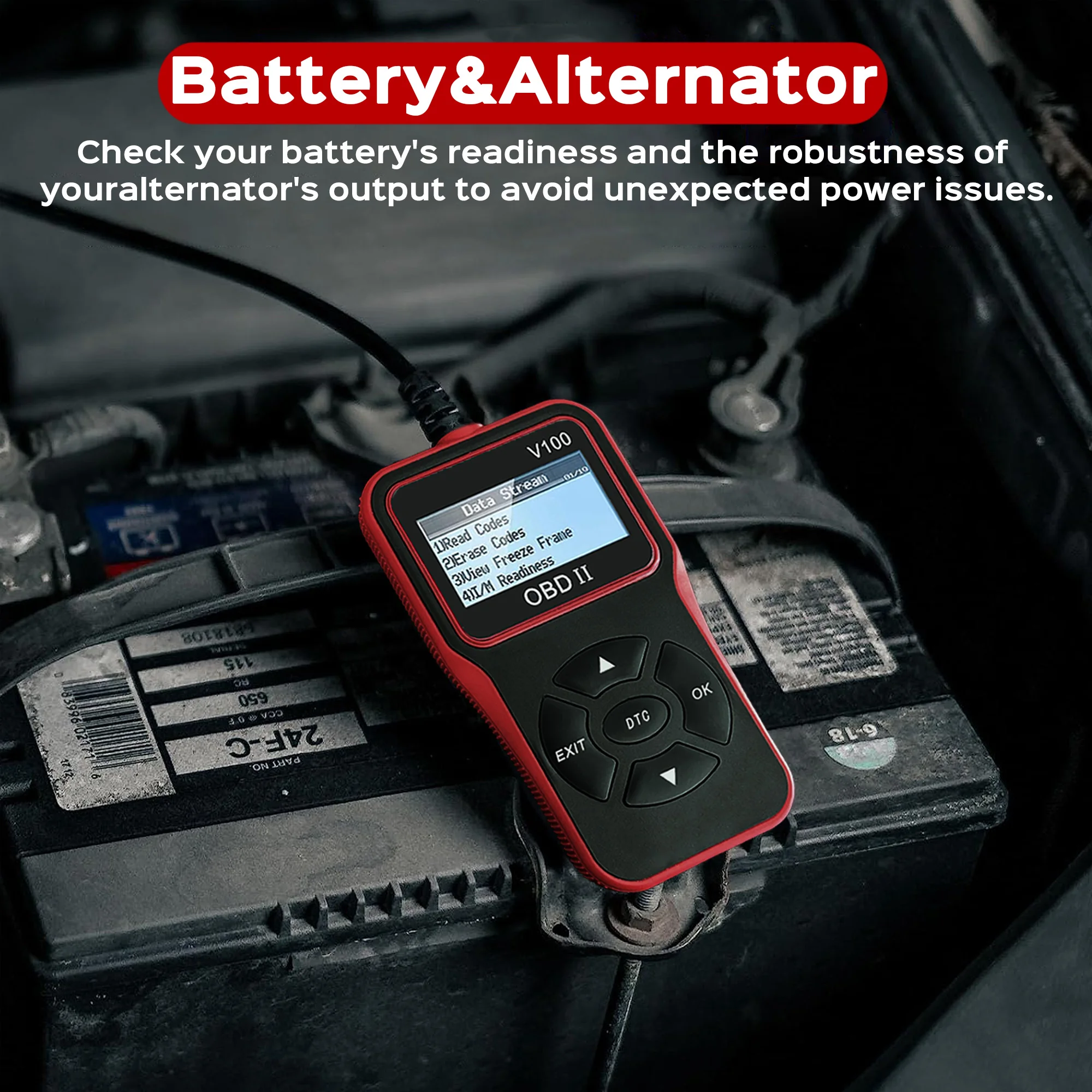 Lector de código de coche, escáner OBD2, escáner de fallos de luz del motor, herramienta de escaneo de diagnóstico de prueba de batería